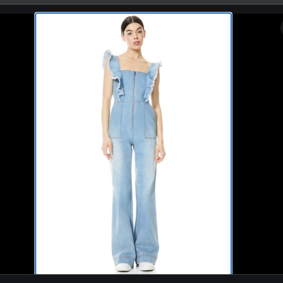 Alice + Olivia Pants - Alice Olivia Denim Jumpsuit US Large
